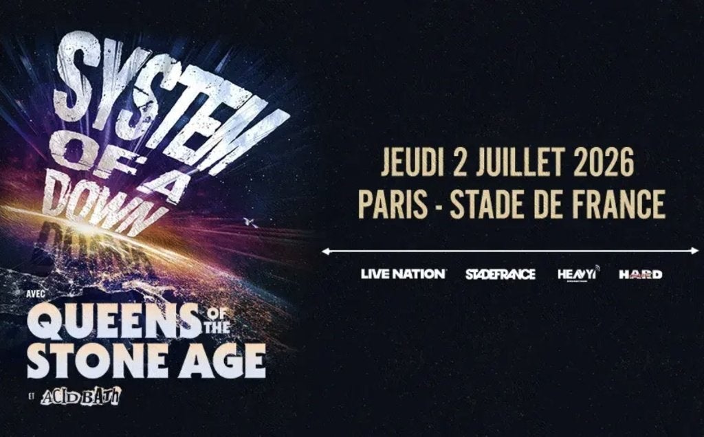 Places de concert SYSTEM OF A DOWN - Paris 02 et 04/07/2026, Tickets & Billets