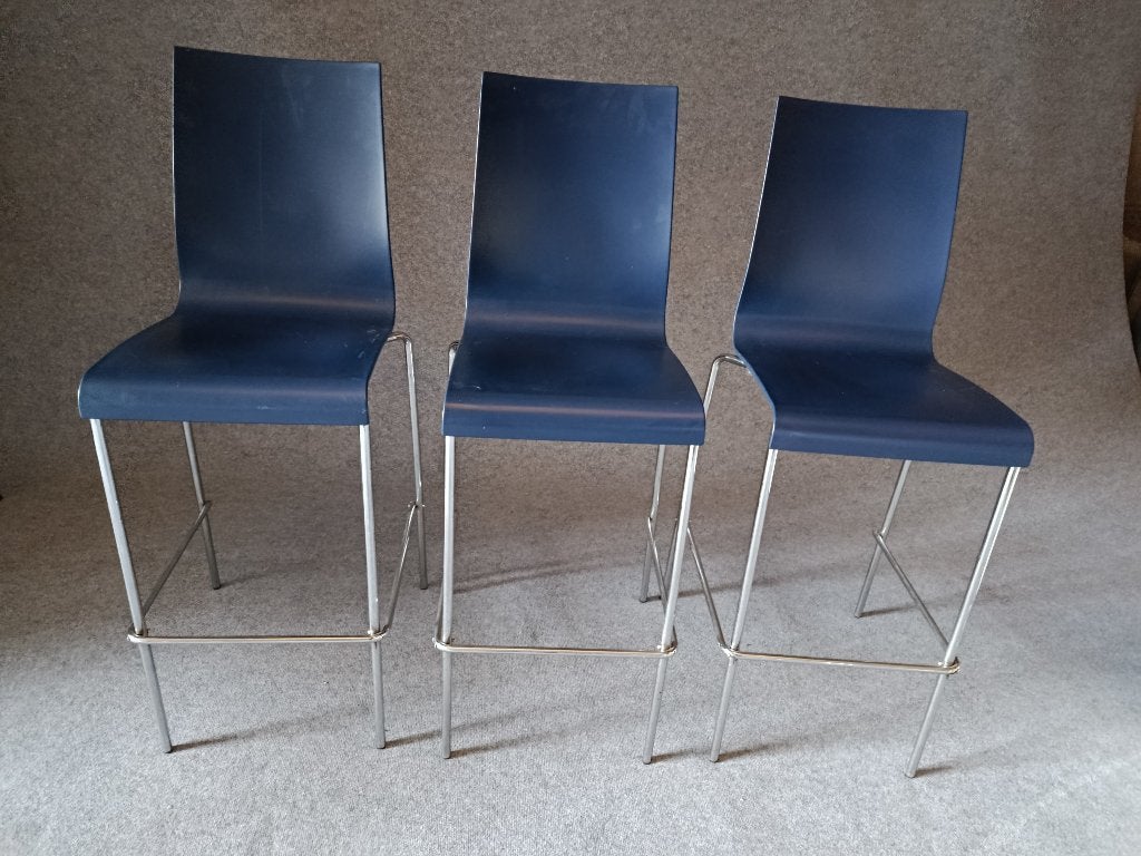 CHAISES DE BAR PAPATYA DESIGN - bleues - structure chromée, Enlèvement, Comme neuf