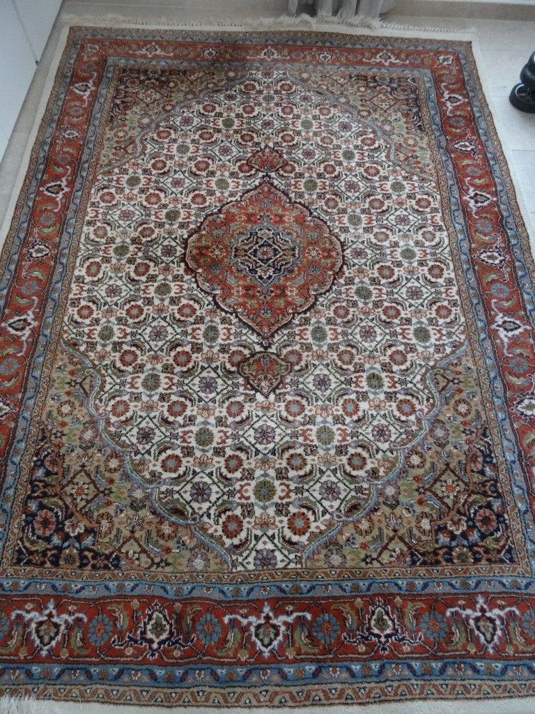 Handgeknoopt tapijt uit India, Ophalen, Meerkleurig, Natuurlijk materiaal, Klassiek