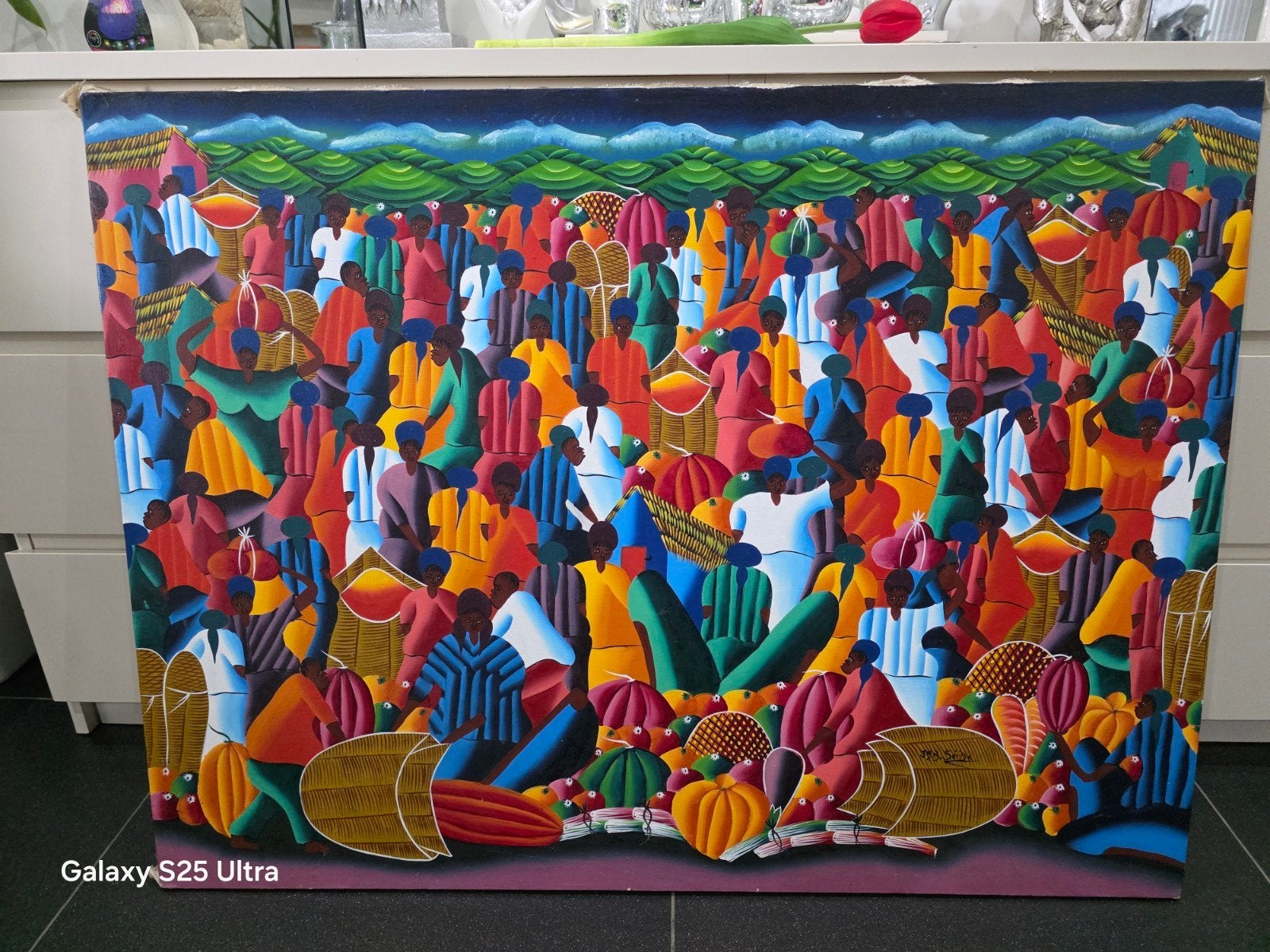 ​Groot Haïtiaans Schilderij J.B. Seide (77x122 cm), Antiek en Kunst, Ophalen of Verzenden