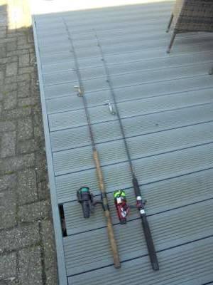 2 roofvis hengels met molens, Ophalen, Gebruikt, Overige typen