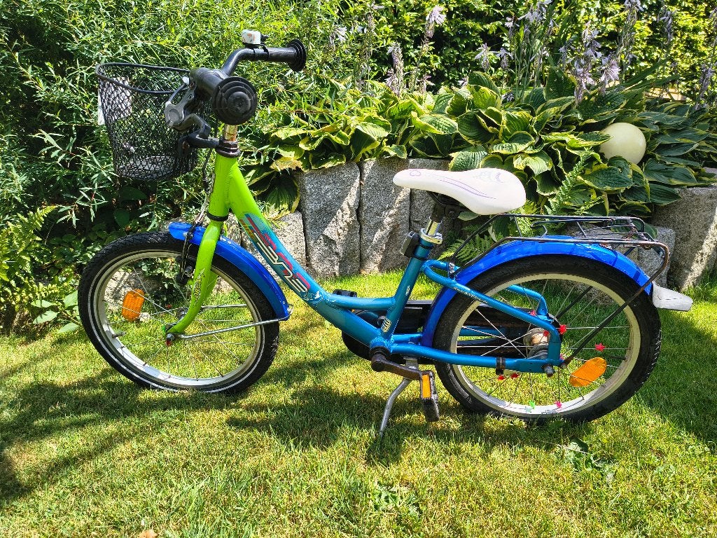 Blauw-groene kinderfiets 20 inch met mand, Fietsen en Brommers, Ophalen, Gebruikt, Velgrem, 20 inch of meer