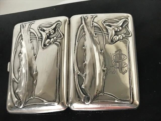 Sigarettendoos massief zilver Art Nouveau💎✨😎💑🎁🤗👌, Antiek en Kunst, Ophalen of Verzenden, Zilver