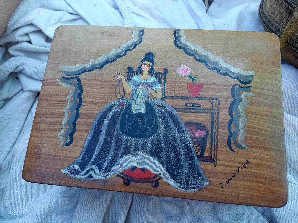 Vintage houten naaidoos uit de jaren 20, Hobby en Vrije tijd, Naaimachines en Toebehoren, Gebruikt, Accessoires, Overige merken