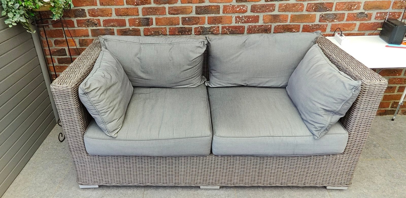 grote luxe loungeset Brampton bruin/grijze, Tuin en Terras, Ophalen, 5 zitplaatsen, Kunststof, Gebruikt