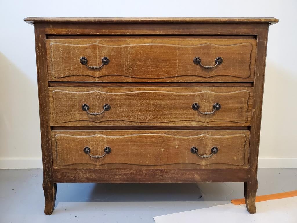 Rustiek houten dressoir - 3 grote laden, Ophalen, Gebruikt, 50 tot 100 cm, 3 of 4 laden