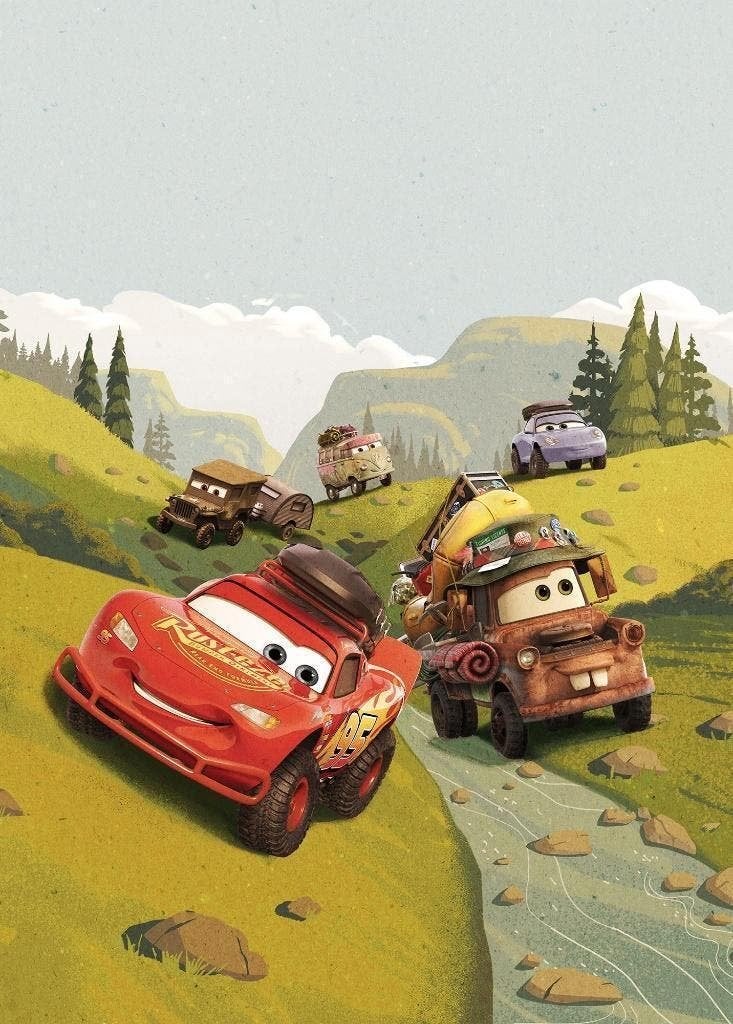 Disney Cars Vlies Behang - 200x280 cm - Gratis Verzending, Verzenden, Nieuw, Wanddecoratie