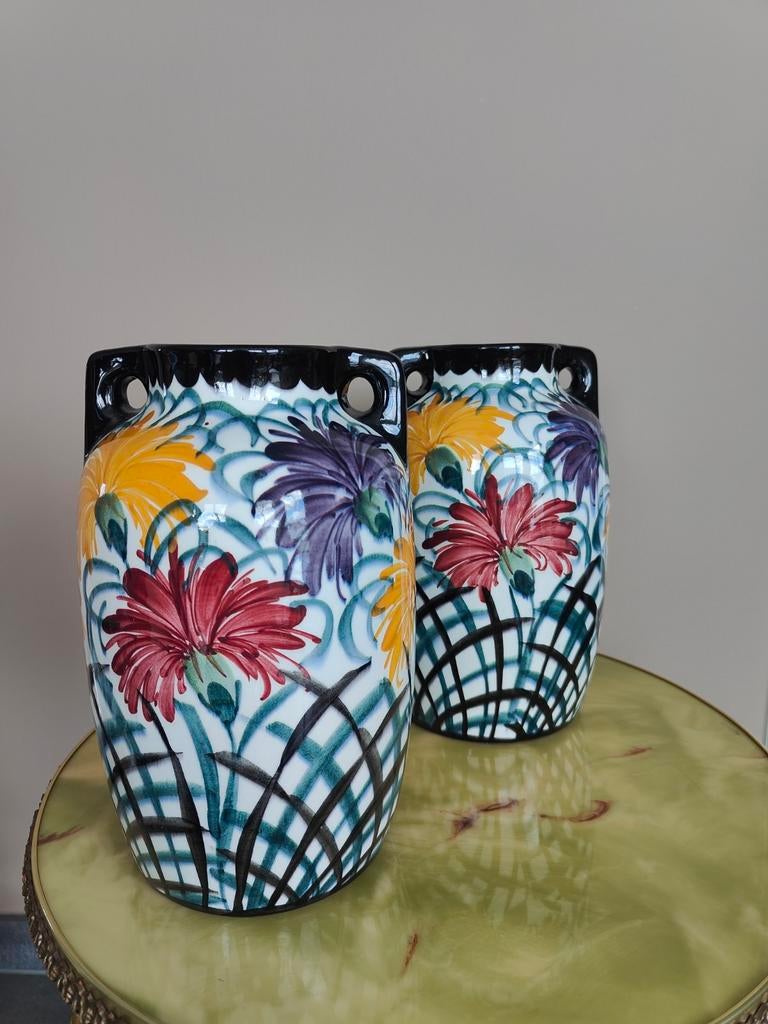 Paar Antieke Art Deco Vazen - SMF Schramberg - Model 52, Antiek en Kunst, Antiek | Vazen, Ophalen