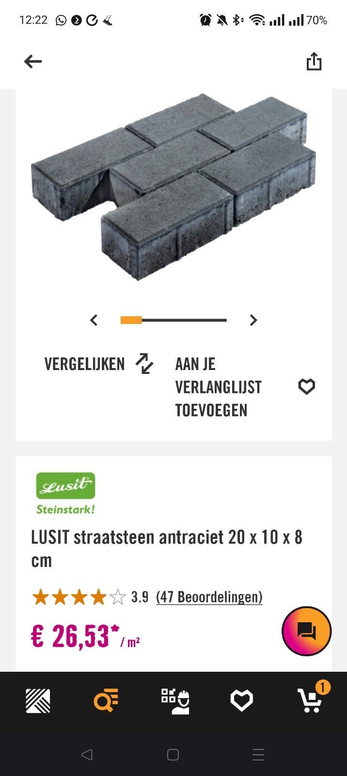 Gratis 120m2 straat stenen, 3 jaar oud, Ophalen
