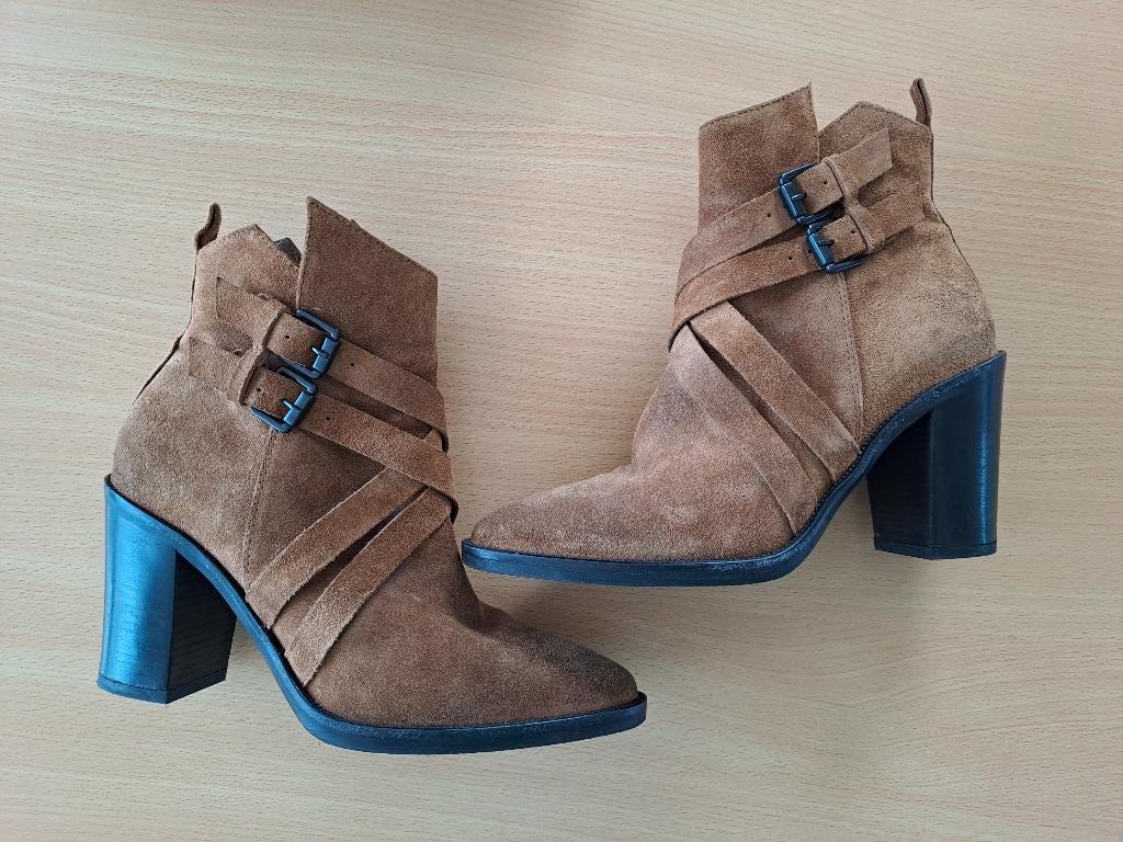 Cognackleurige enkellaarsjes Janet & Janet, M 39, Kleding | Dames, Schoenen, Ophalen, Lage of Enkellaarzen, Janet & Janet, Zo goed als nieuw