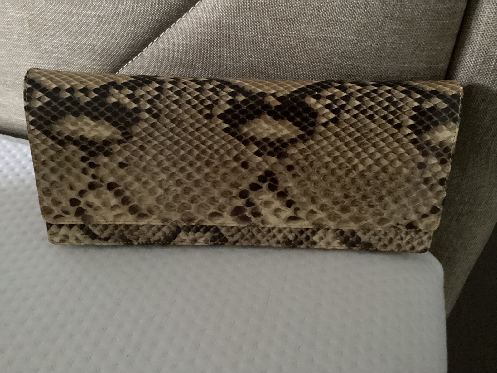 Clutch van echt python leder (Mando Blahnik), Ophalen, Zo goed als nieuw
