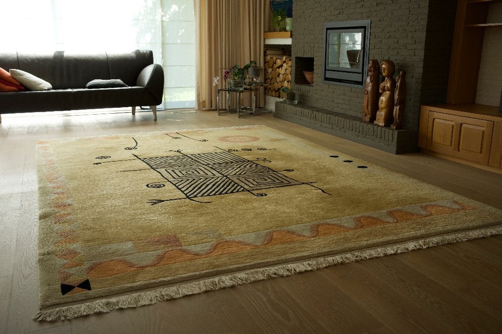 Modern Oosters Tapijt, Huis en Inrichting, Stoffering | Tapijten en Vloerkleden, 200 cm of meer, 200 cm of meer, Rechthoekig, Beige