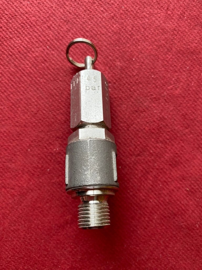 Veiligheidsklepje RVS 1/4 op 3/8 Inch afgesteld op 5.2 bar, Ophalen of Verzenden, Gebruikt
