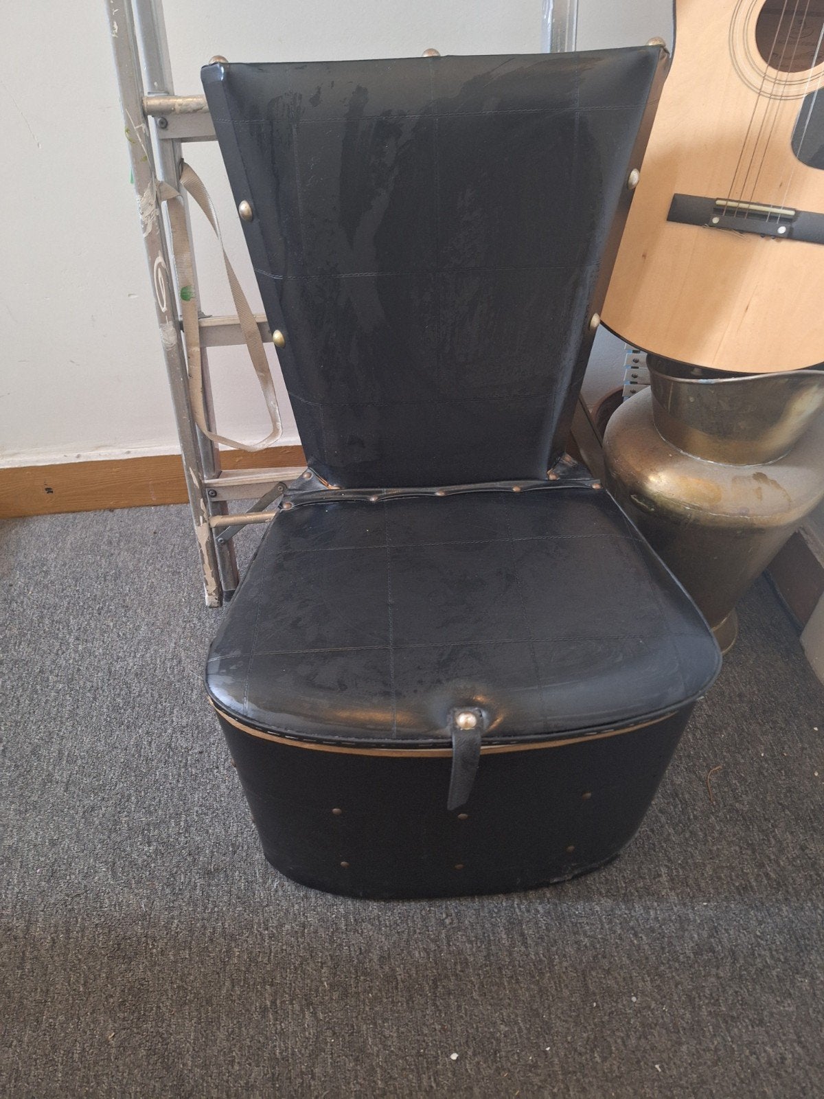 Retro lederen "valet chair", Ophalen, Zwart
