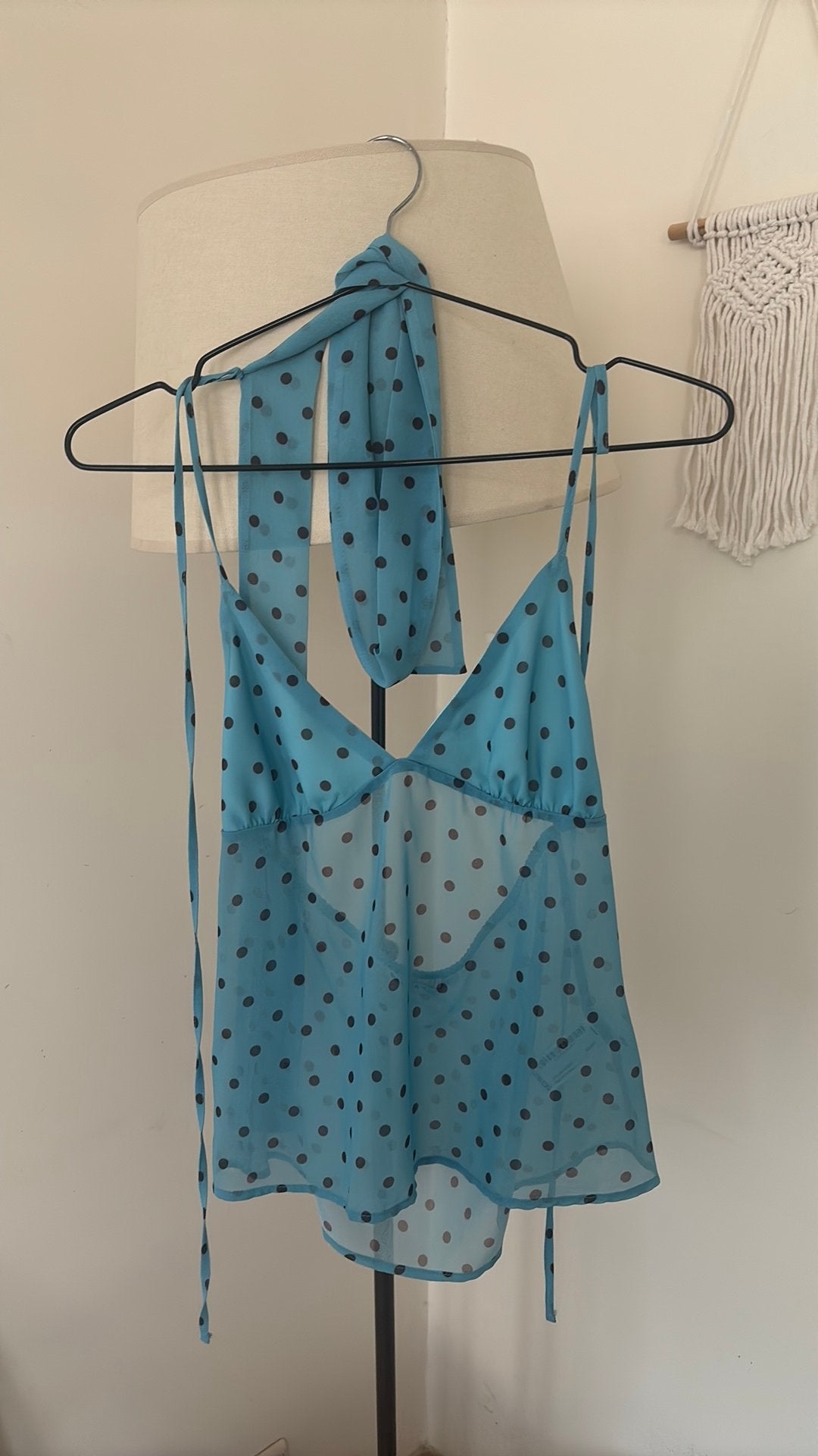 Top bleu ciel à pois, Kleding | Dames, Ophalen, Zo goed als nieuw, Blauw