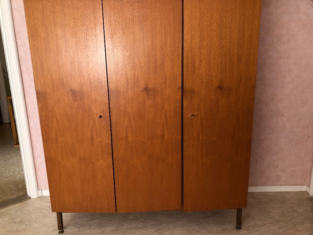 Vintage kleerkast 3 deuren 1 deur schabben en lade en 2 hang, Huis en Inrichting, Ophalen, Gebruikt, 150 tot 200 cm, Vintage