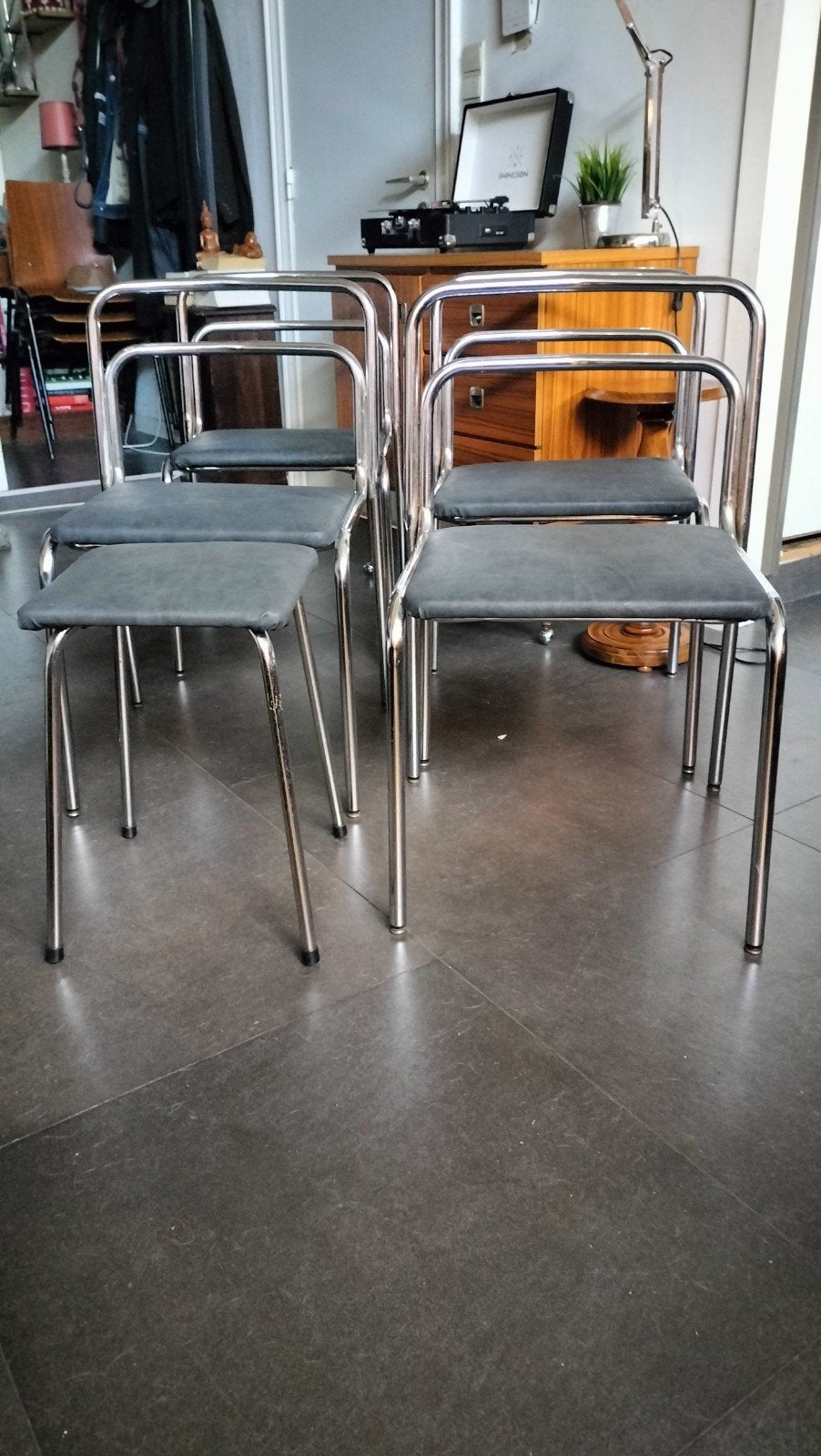 Vintage, Space-age/Bauhaus buizenframe stoelen., Ophalen