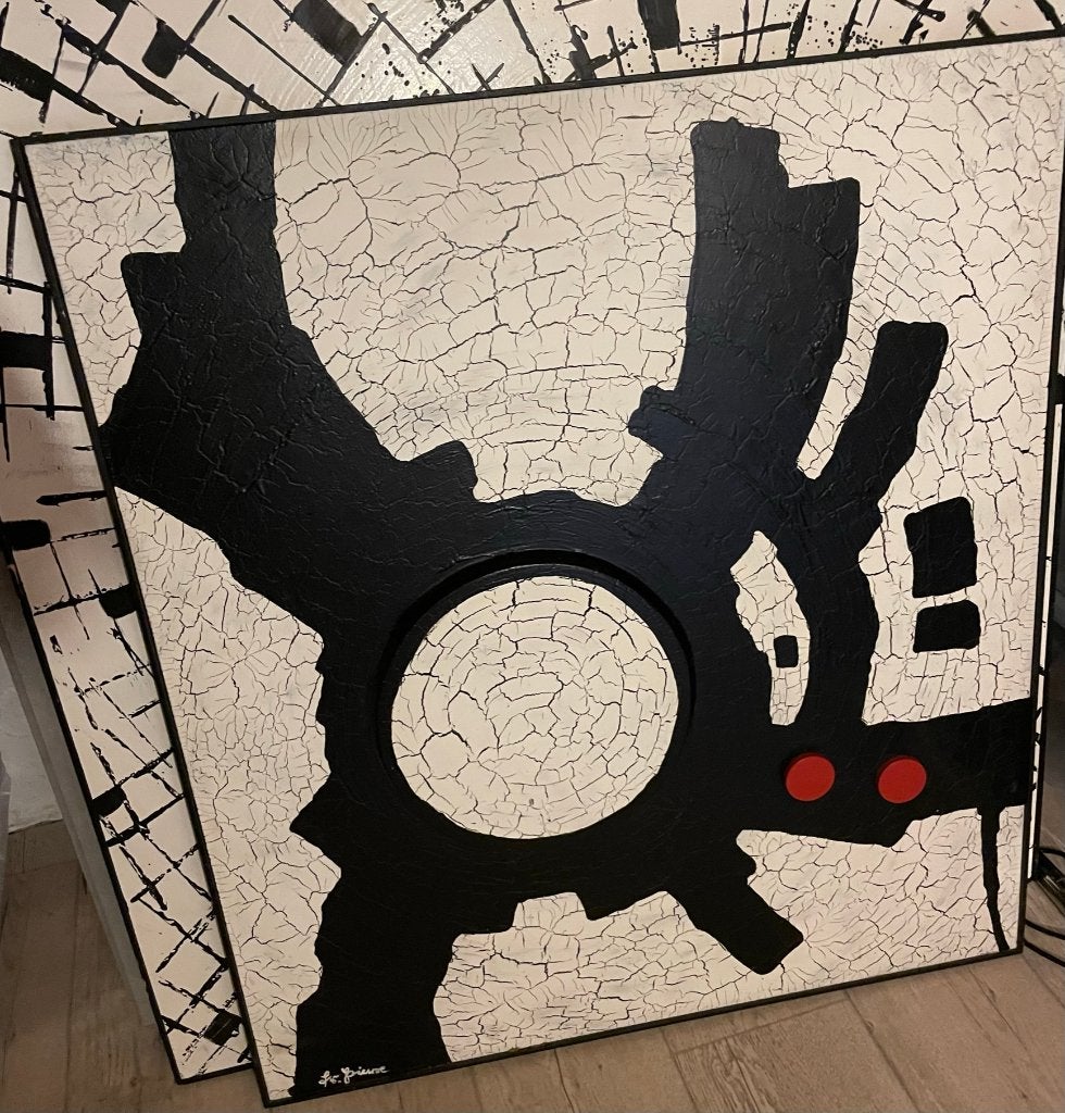 Schilderij Pierre Fritz Aken, Abstract, 80x92 cm, Antiek en Kunst, Ophalen, Abstract, Gesigneerd