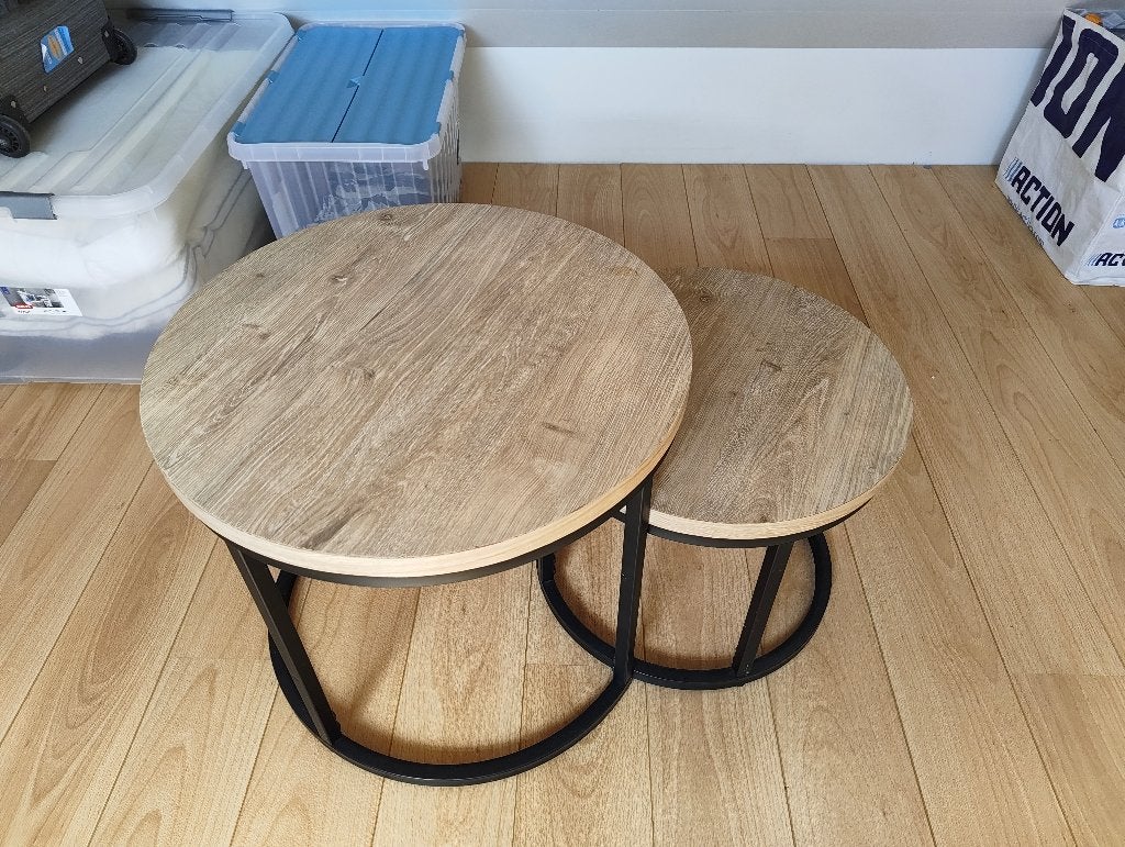 Set ronde salontafeltjes, Huis en Inrichting, Tafels | Salontafels, Ophalen, Gebruikt, 50 tot 100 cm, Rond