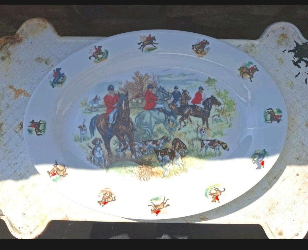 grande assiette de service chevaux POLCA, Antiquités & Art, Enlèvement ou Envoi