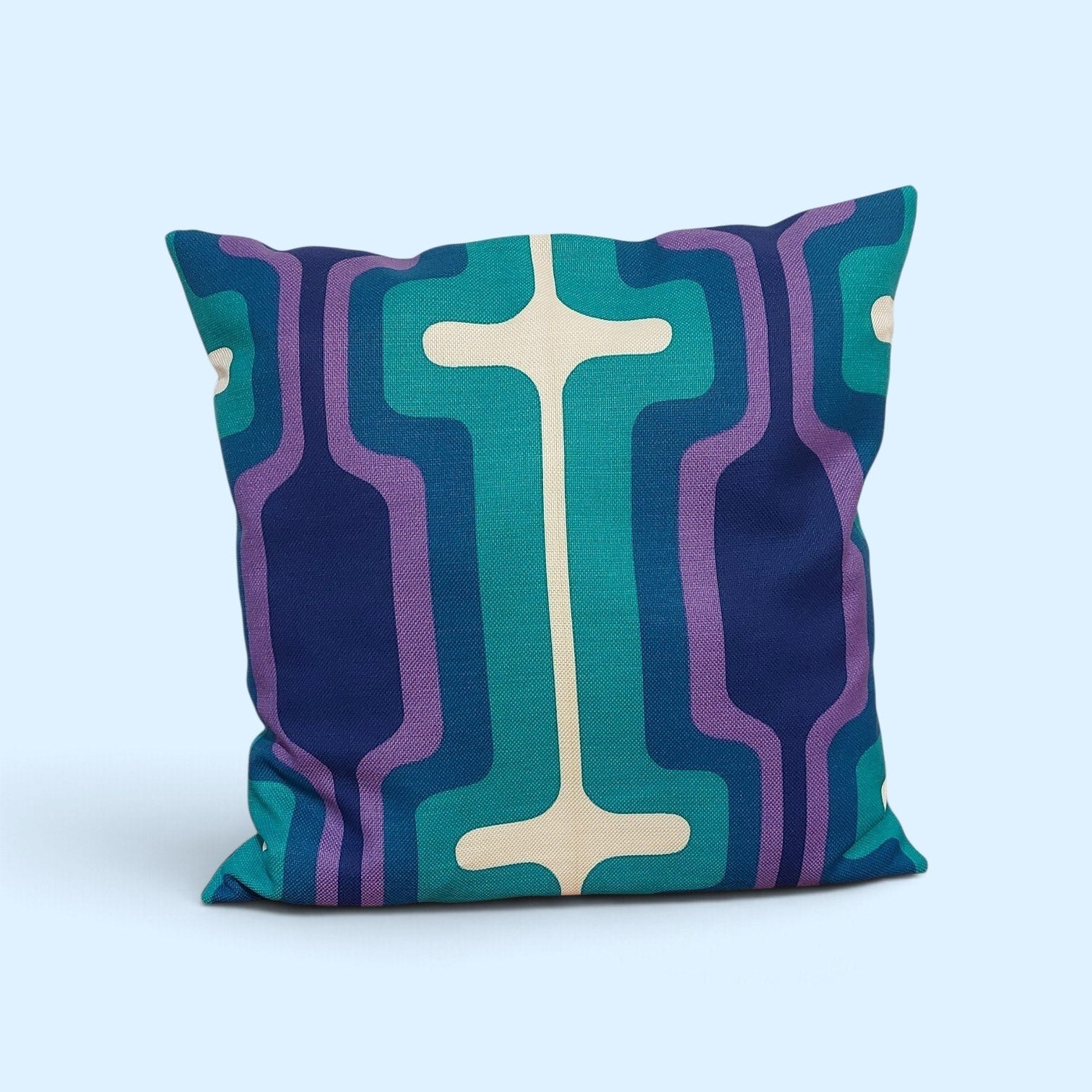 Kussen in nieuwe vintage stof 50x50, Meerkleurig, Inclusief binnenkussen, Vierkant, Nieuw