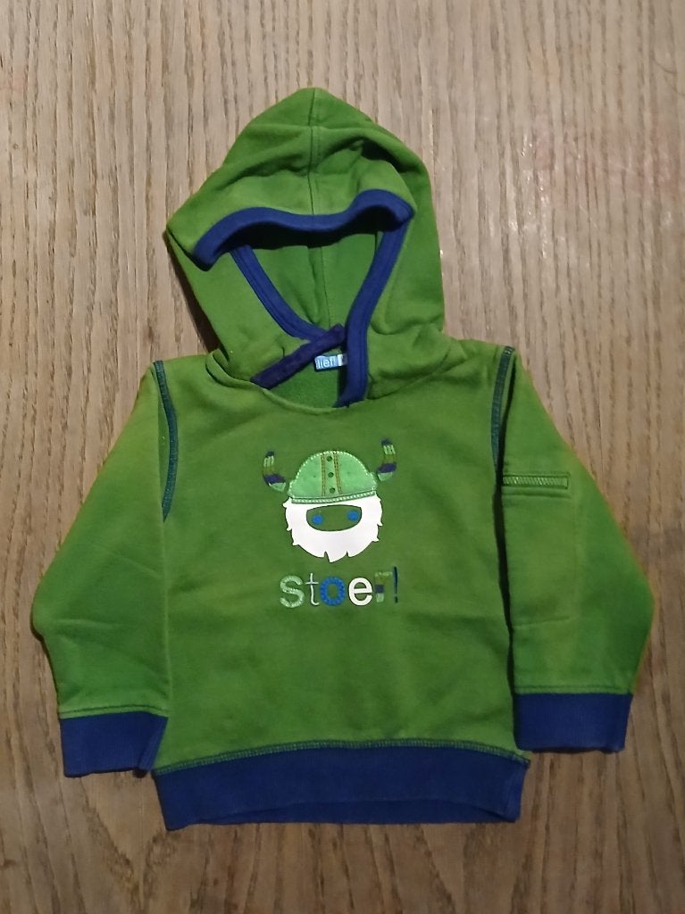 Lief! Lifestyle Hoodie Trui Groen Blauw "Stoer!" (Maat 80), Kinderen en Baby's, Gebruikt, Truitje of Vestje, Lief!, Ophalen of Verzenden