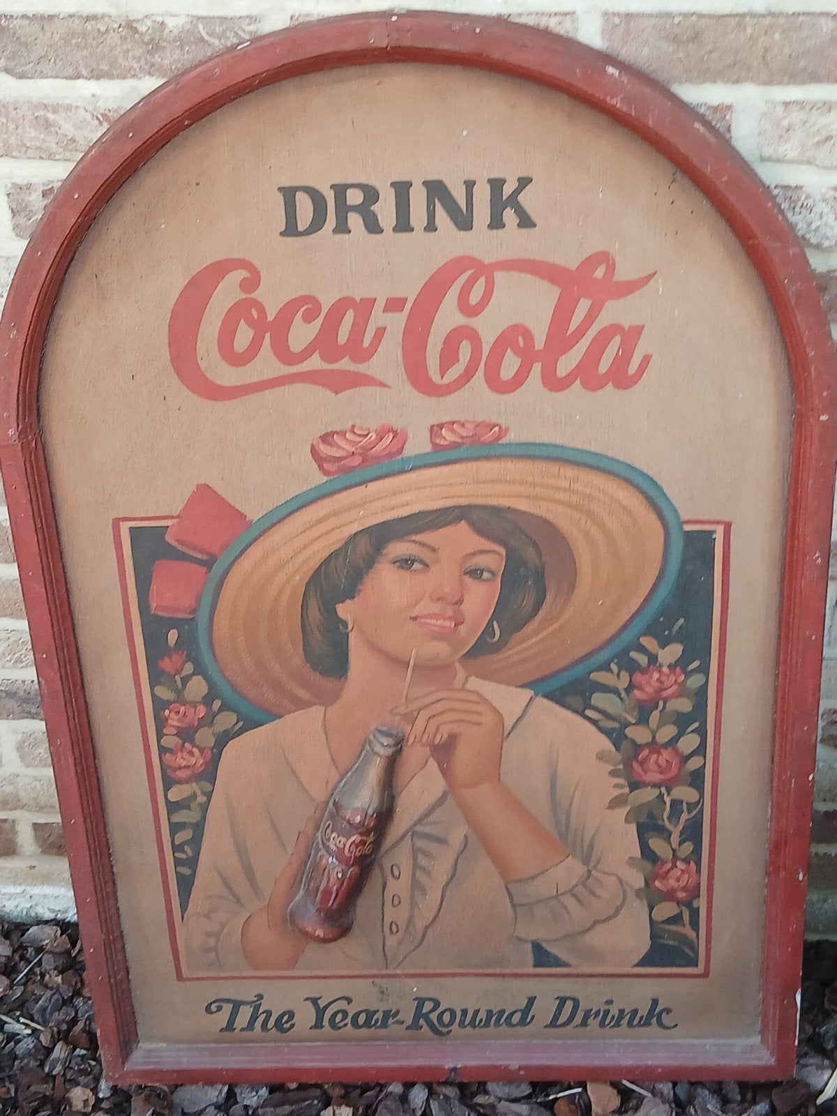 Vintage Coca Cola reclamebord  hout, Verzamelen, Ophalen, Reclamebord