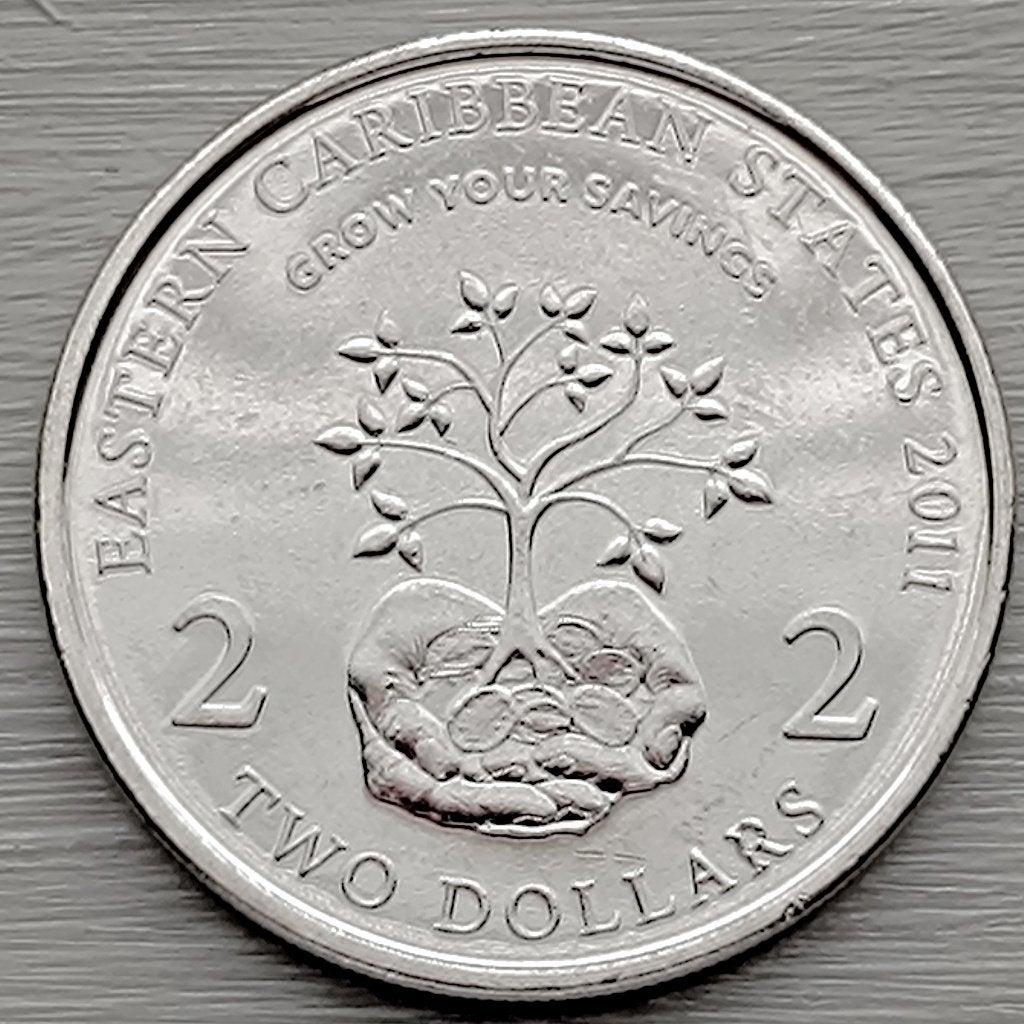 munt Caraiben 2 dollar 2011, Postzegels en Munten, Munten | Amerika, Ophalen of Verzenden
