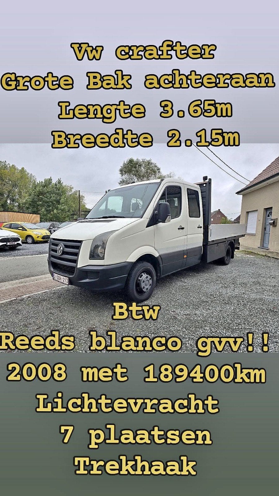 volkswagen crafter Grote Bak btw reeds gekeurd vvk!!!, Autos, 100 kW, Achat, Attache-remorque, Entreprise