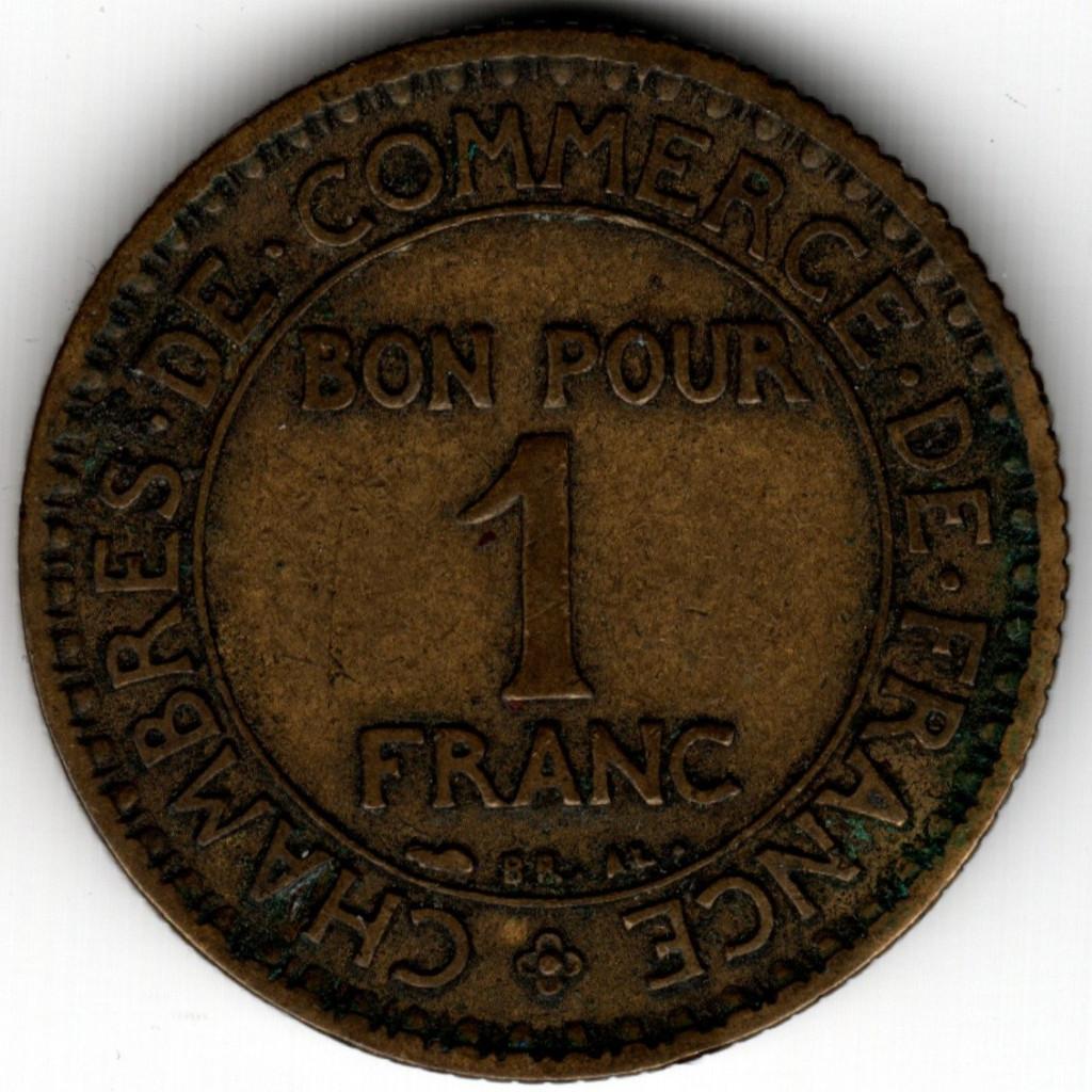 Frankrijk : 1 Franc 1925 KM#876 Ref 16668, Ophalen of Verzenden, Frankrijk, Losse munt