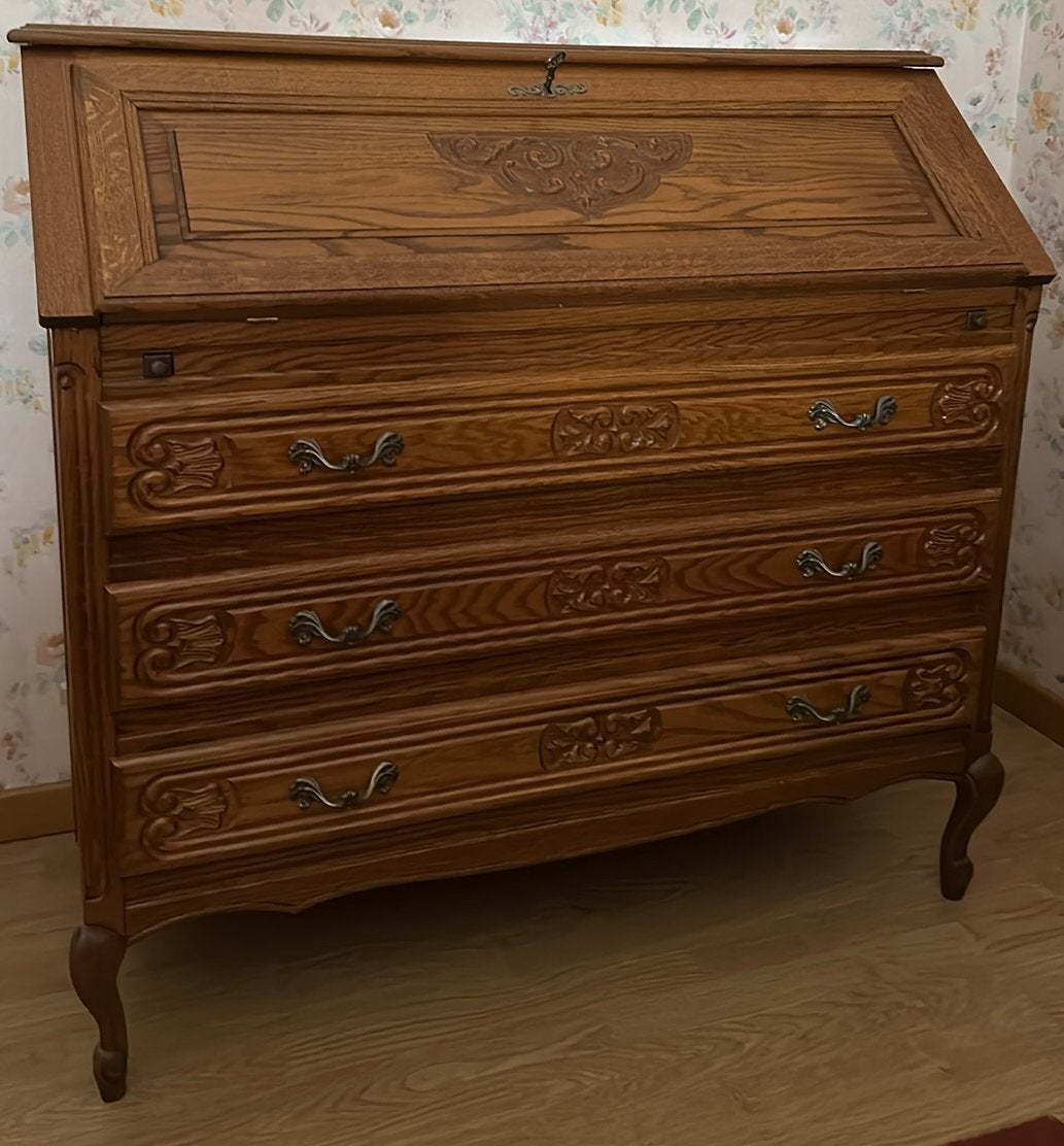 Secrétaire de style Louis XV de couleur chêne clair, Enlèvement, Comme neuf