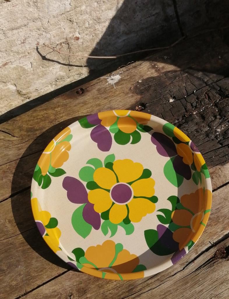 vintage rond dienblad metaal, Antiek en Kunst, Ophalen