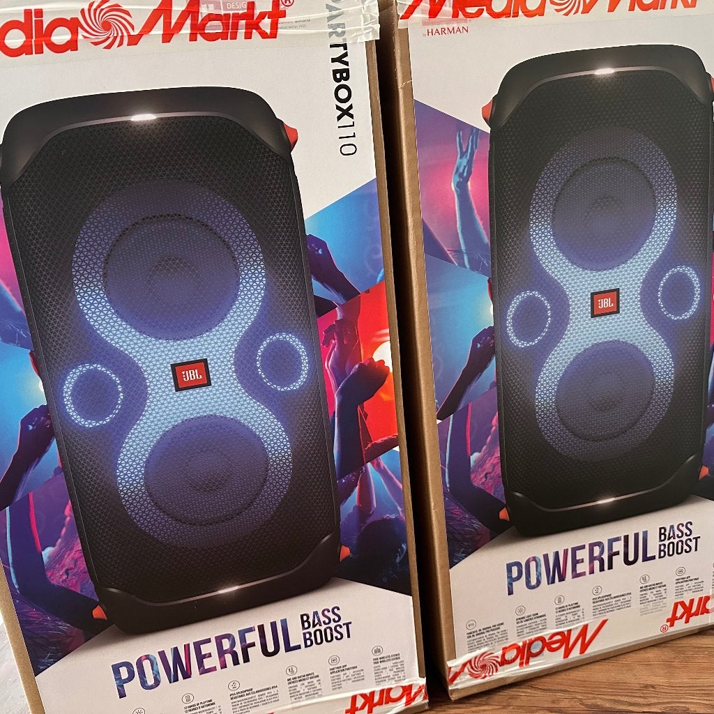 2 Enceintes JBL PartyBox 110, TV, Hi-fi & Vidéo, Enceintes, Comme neuf, JBL, Effets lumineux, Enlèvement