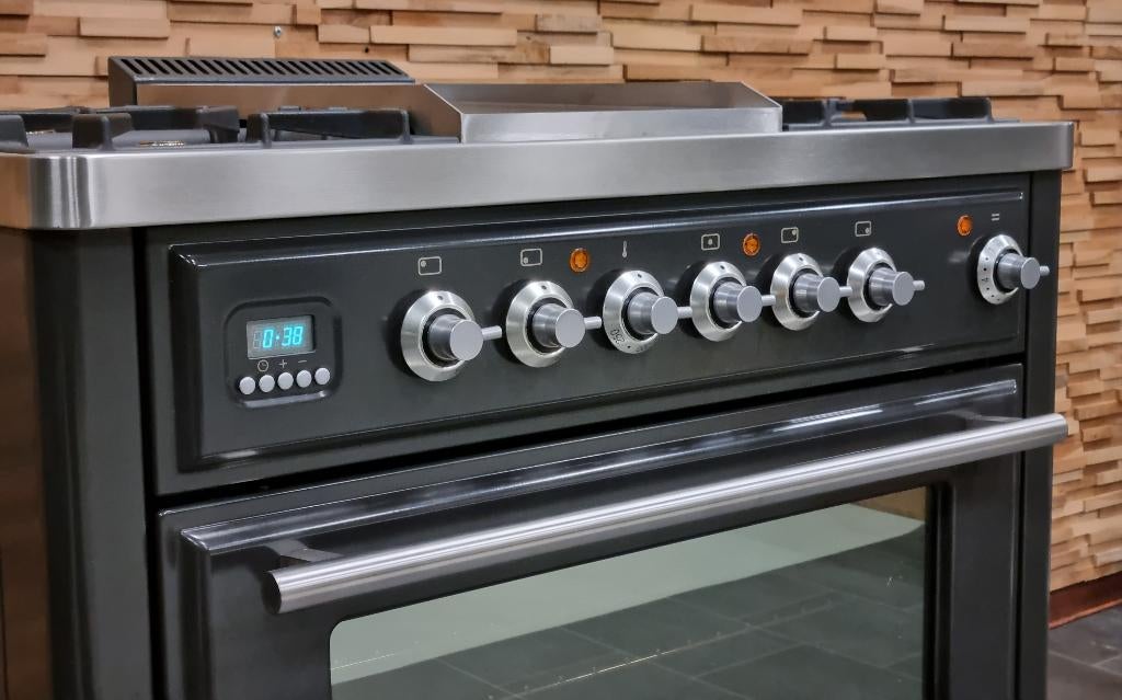 🔥Luxe Fornuis Boretti Majestic 90cm antraciet GASOVEN, Elektronische apparatuur, Fornuizen, Ophalen, 60 cm of meer, Zo goed als nieuw