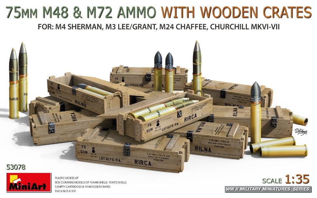 MINIART 53078 75 MM M48 & M72 AMMO W/WOODEN CRATES éch. 1/35, Ophalen of Verzenden, Nieuw, 1:35 tot 1:50, Diorama