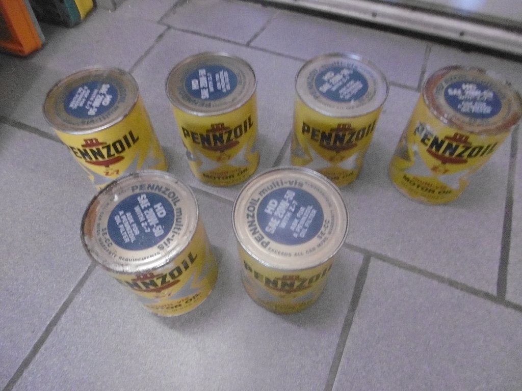 oude 6-canister/pennzoil multi-vi motorolie met z-7/USA, Ophalen, Zo goed als nieuw