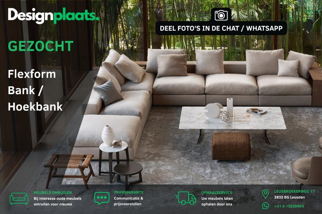 GEZOCHT: Flexform Bank / Hoekbank — Direct Inkoop, Huis en Inrichting, Ophalen of Verzenden, Hoekbank, Design Bankstellen Flexform