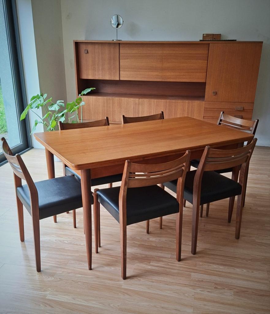 Vintage eetkamerset, Huis en Inrichting, Ophalen, Teakhout