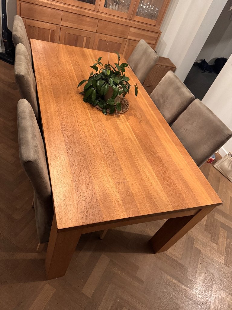 Eettafel met 6 stoelen, Huis en Inrichting, Ophalen, Gebruikt, 100 tot 150 cm, Eikenhout