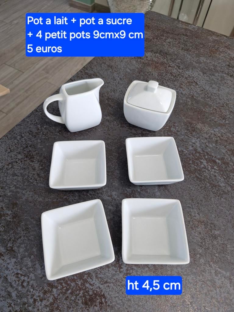 Nieuw!! Melkkan + suikerpot + 4 potjes, Ophalen of Verzenden