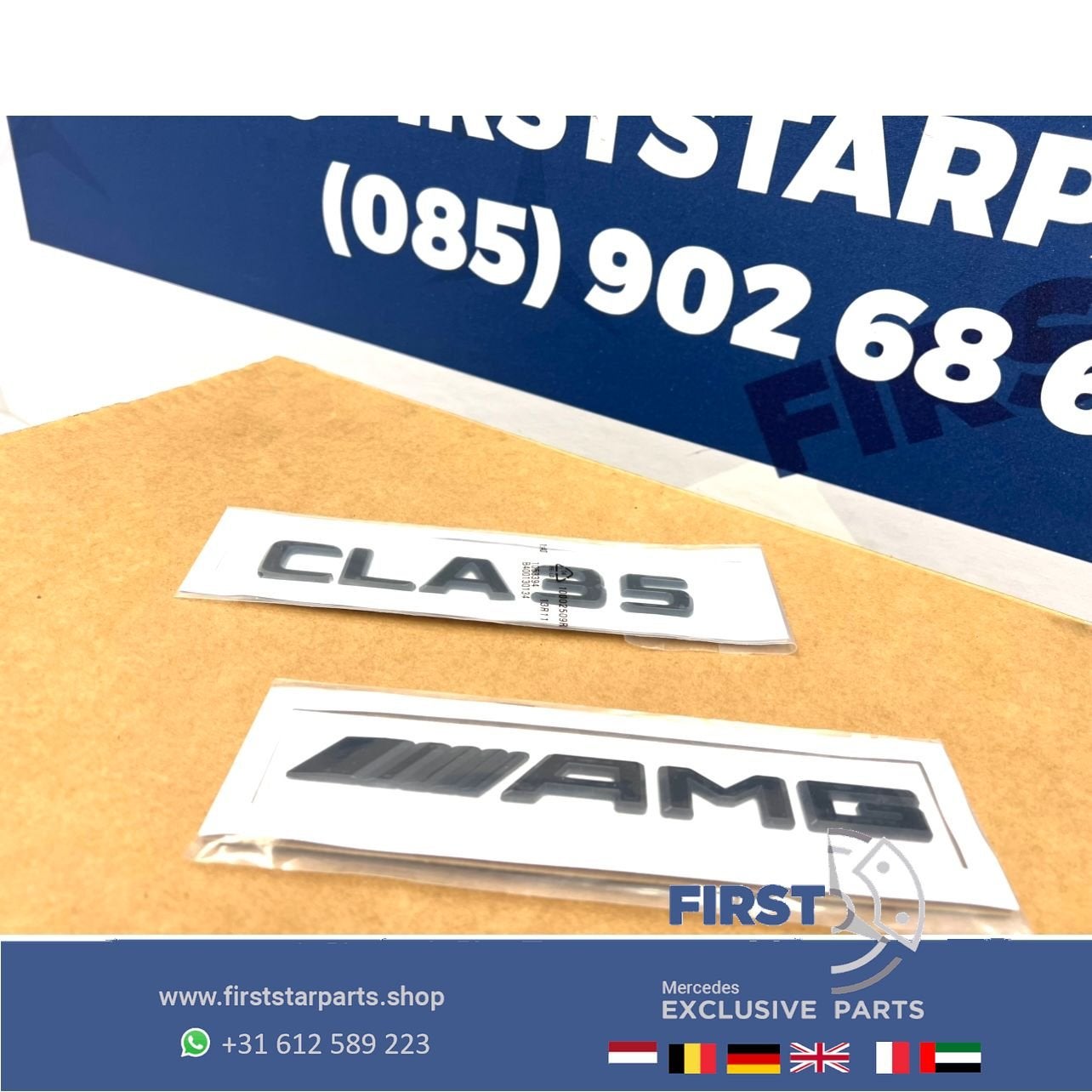 W118 CLA35 AMG LOGO SET ZWART emblemen CLA 35 Klasse 2018-20, Gebruikt, -, Ophalen of Verzenden, -