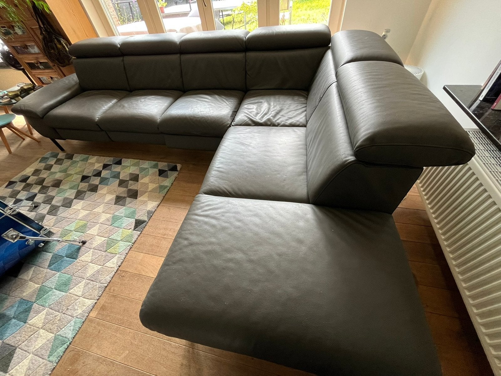 Hoeksalon met relax functies, Huis en Inrichting, Ophalen, Gebruikt, Leer