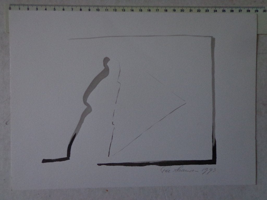 aquarel Per Abramsen abstracte compositie uit 1993, Enlèvement ou Envoi
