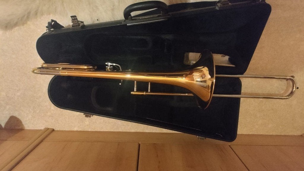 Trombone Yamaha ysl 448g, Musique & Instruments, Enlèvement, Utilisé, Ténor, Avec valise