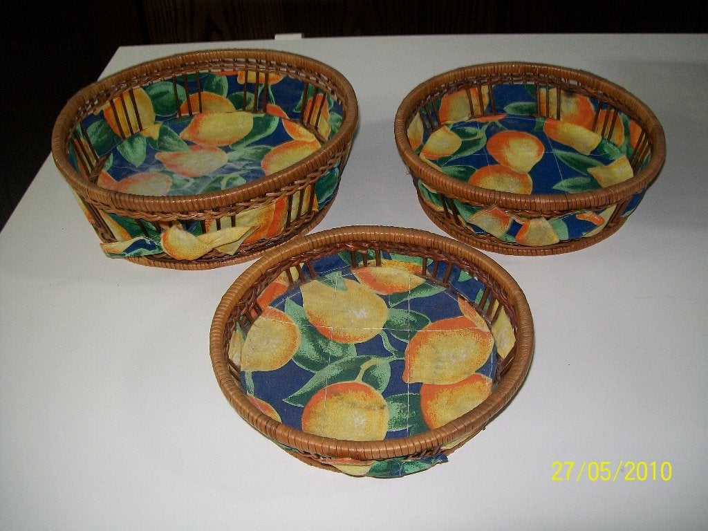 Lot de paniers en osier avec tissu 5€/lot, Maison & Meubles, Enlèvement, Osier, Panier