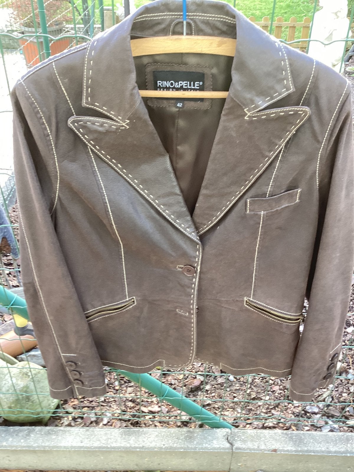 Veste en cuir marron taille 42, Enlèvement, Brun