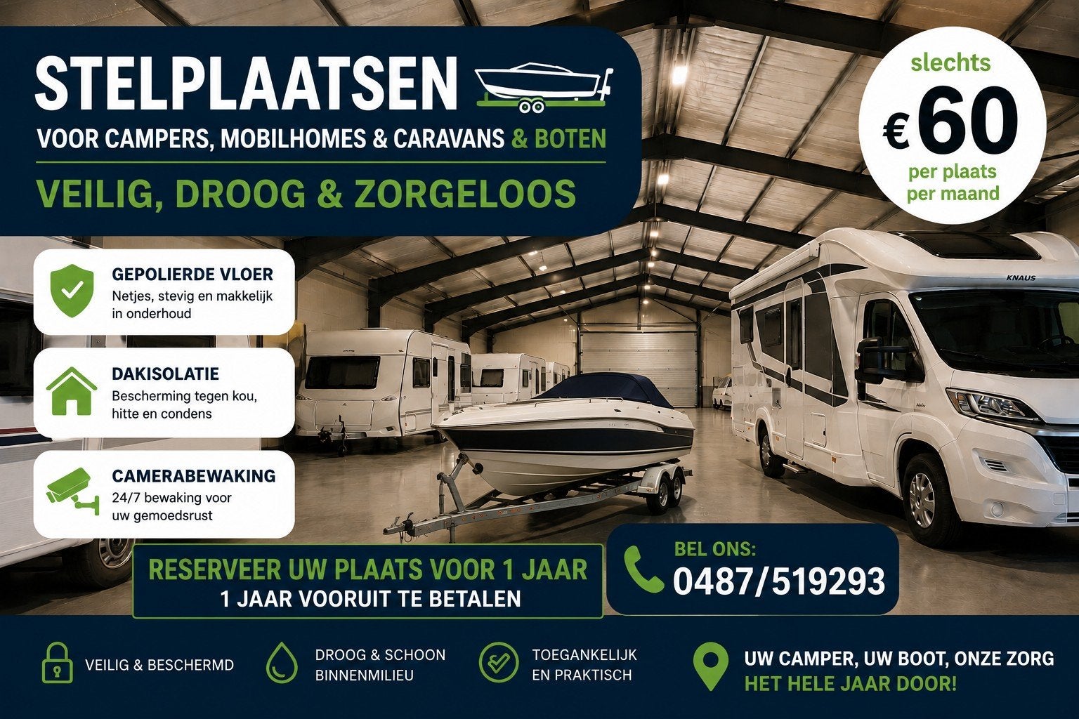 Stelplaats voor mobilehome, camper, caravan, boot