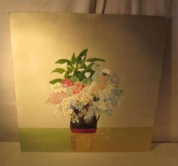 Mooi Geschilderd werk 'Bloemen in Kruik' - 52x52, Antiek en Kunst, Bloemen, Paneel, Ophalen of Verzenden, Olieverf