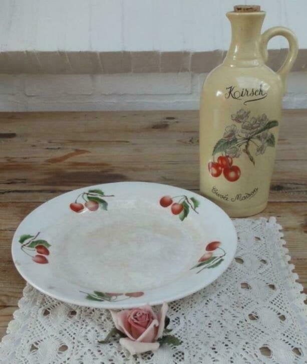 Franse landelijke keramieke KIRSCH fles met kersen, Enlèvement ou Envoi, -, -, -