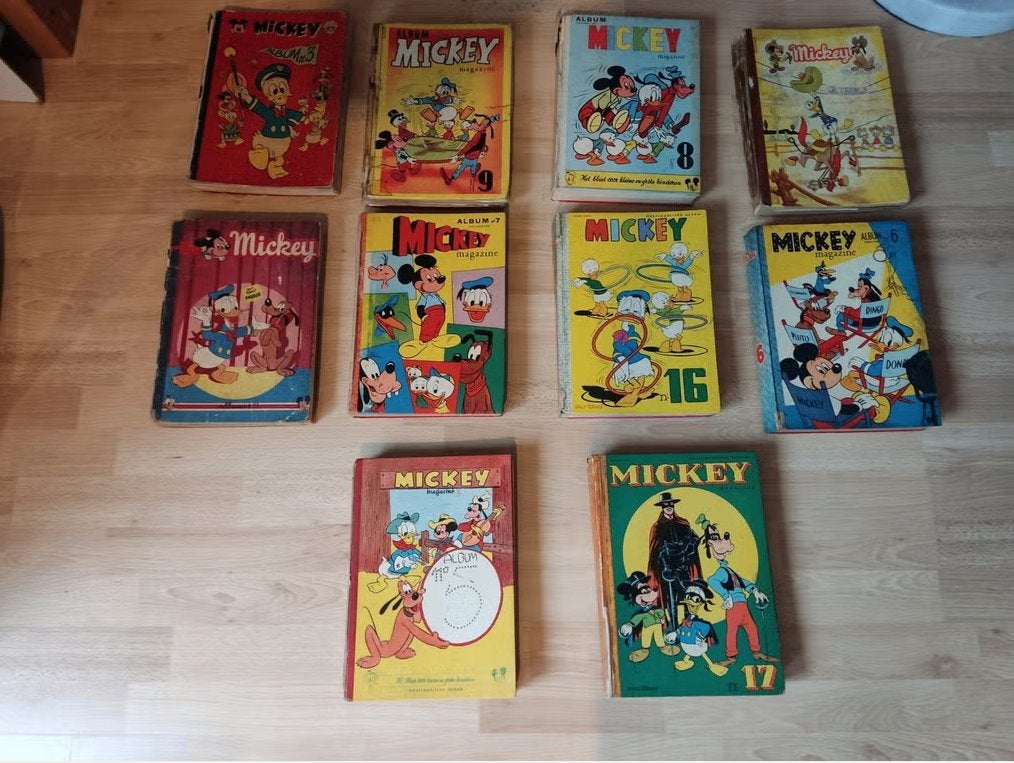 Oude Mickey albums nrs 1 tot 18 Volledige reeks!!, Complete serie of reeks, Walt Disney, Ophalen, Gelezen